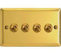 Varilight - 4G 1 or 2W 10A Classic Toggle Switch Victorian Brass - XVT9