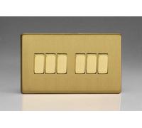 Varilight 6-Gang 10A 1- Or 2-Way Rocker Light Switch (Twin Plate) Brushed Brass Xdb96S