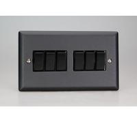 Varilight 6-Gang 10A Rocker Switch With Matt Black Finish For Home Or Office
