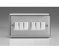 Varilight 6-Gang Light Switch 2-Way - Value Matt Chrome With White Rockers