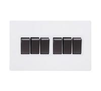 Varilight 6-Gang Rocker Light Switch 2-Way - Screwless Primed Ready To Paint With Iridium Rockers, Xdy96Is.pd