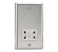 Varilight Bathroom Shaver Socket - Chrome With White Insert, Xcssw
