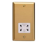 Varilight Bathroom Shaver Socket - Classic Brushed Brass With White Insert, Xbssw