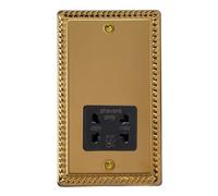Varilight Bathroom Shaver Socket - Classic Georgian Brass With Black Insert, Xgssb