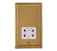 Varilight Bathroom Shaver Socket - Classic Georgian Brass With White Insert, Xgssw