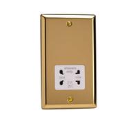 Varilight Bathroom Shaver Socket - Classic Victorian Brass With White Insert, Xvssw