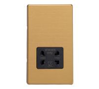 Varilight Bathroom Shaver Socket - Screwless Brushed Brass With Black Insert, Xdbssbs