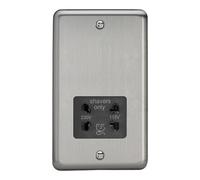 Varilight Bathroom Shaver Socket - Value Matt Chrome With Black Insert, XSSSB