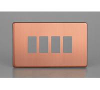 Varilight Brushed Copper 4-Gang Screwless Powergrid Plate - Luxury Modular Front Plate