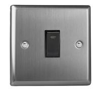 Varilight XT20NB Classic Brushed Steel 1 Gang 20A Double Pole Switch + Neon Indicator