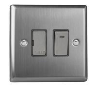 VARILIGHT Brushed Steel Classic 13A Switched Fused Spur with Neon XT6ND