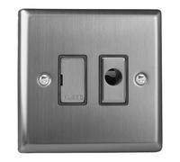 Varilight XT6UFOD Classic Brushed Steel 1 Gang 13A Unswitched Fused Spur + Flex Outlet