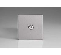 Varilight Brushed Steel Flat Dimension Screwless V-Pro IR 1 Gang 1 x 100W LED Multi-Way Remote/Touch Control Dimmer Master Unit,86x86x30mm