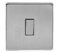 Varilight 1 Gang 20A Double Pole Rocker Switch In Brushed Steel