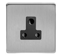 Varilight 1-Gang 5A Round Pin Plug Socket Brushed Steel XDSRP5ABS