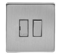 Varilight Switched Fused Spur - Screwless Brushed Steel With Brushed Steel Insert