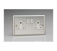 Varilight Classic 2 Gang Double Pole Socket With Metal Switch Rocker (Double XC5DW)-Polished Chrome - XC5DW