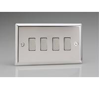 Varilight Classic 4 Gang 2 Way Rocker Switch With Metal Rockers (Double XC9D) - Polished Chrome - XC9D