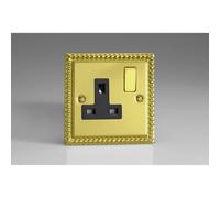 Varilight Classic Georgian Chrome 1-Gang 13A Gang Plug Socket Decorative & Bl in Grey Varilight Grey