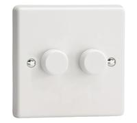 Varilight JQP252W V-Pro White 2 Gang LED Trailing Edge Dimmer Switch 1 or 2 Way