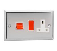 Varilight Classic Double Pole Switch & Socket (Double XC45PW) - Polished Chrome - XC45PW