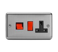 Varilight - 45A Cooker Panel (with 13A Switched Socket) Matt Chrome - XS45PB