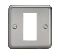 Varilight Data Grid Face Plate For 1 Data Module Width Matt Chrome Xsg1
