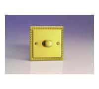Varilight DIMMER 1X400W PUSH ON Classic Georgian Brass 1-Gang 400W 2-Way Push in Yellow Varilight Yellow