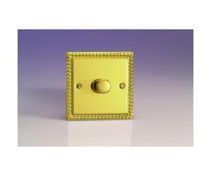 Varilight DIMMER 1X400W PUSH ON Classic Georgian Brass 1-Gang 400W 2-Way Push in Yellow Varilight Yellow