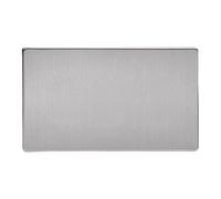 Varilight Double Blank Plate - Screwless Brushed Steel