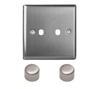 Varilight Double Faceplate Kit (Dimmer Modules Not Included) - Classic Brushed Steel With Brushed Steel Knob, WT2