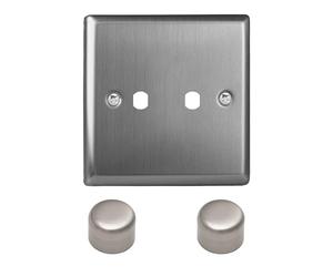 Varilight Double Faceplate Kit (Dimmer Modules Not Included) - Classic Brushed Steel With Brushed Steel Knob, WT2
