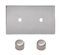 Varilight Double Matrix Dimmer Kit Twin Plate - Screwless Brushed Steel With Brushed Steel Knob