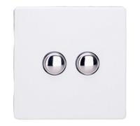 Varilight Double Impulse Light Switch 2-Way - Screwless Primed Ready To Paint With Chrome Buttons, Xdyp2S.pd