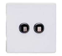 Varilight Double Impulse Light Switch 2-Way - Screwless Primed Ready To Paint With Iridium Buttons, Xdyp2Is.pd