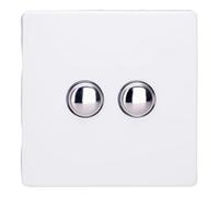 Varilight Double Impulse Light Switch 2-Way - Screwless Primed With Chrome Buttons, XDYP2S.PD