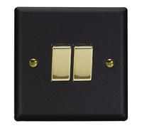 Varilight 2-Gang 10A 1- or 2-Way Rocker Switch Matt Black