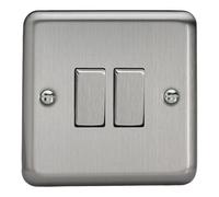 Varilight Classic 2 Gang Intermediate Switch with Decorative Insert (Double XS77D) - Matt Chrome - XS77D