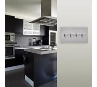 Varilight Double Matrix Dimmer Kit Twin Plate - Screwless Brushed Steel With Brushed Steel Knob