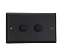 Varilight Double Matrix Dimmer Kit Twin Plate - Urban Matt Black With Matt Black Knob