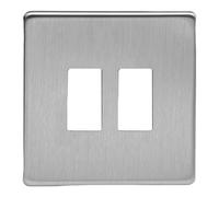 Varilight PowerGrid 2-Gang Screwless Plate – Includes Yoke – Brushed Steel