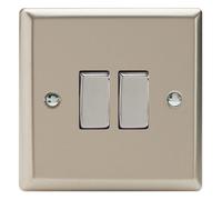 Varilight Double Rocker Light Switch 2-Way - Classic Satin With Chrome Rockers, Xn2D