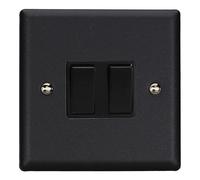 Varilight 2-Gang Double Light Switch – 10A Intermediate + 10A 1- or 2-Way Rocker – Urban Matt Black