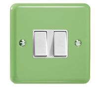 Varilight 2-Gang 10A 1- or 2-Way Rocker Switch Beryl Green