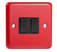 Varilight 2-Gang 10A 1- or 2-Way Rocker Switch Pillar Box Red