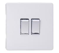 Varilight Primed Ready to Paint Flat Plate Screwless 2 Gang 2-Way 10 Amp Light Switch