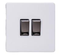 Varilight Double Rocker Light Switch 2-Way - Screwless Primed Ready To Paint With Iridium Rockers, Xdy2Is.pd