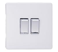 Varilight Primed Ready to Paint Flat Plate Screwless 2 Gang 2-Way 10 Amp Light Switch
