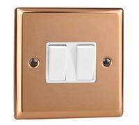Varilight 2-Gang 10A 1- or 2-Way Rocker Switch Polished Copper