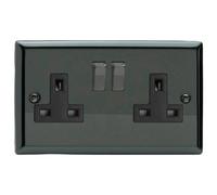 Varilight Switched Socket XI5DB – 13A 2-Gang Iridium Black 91x150x31mm